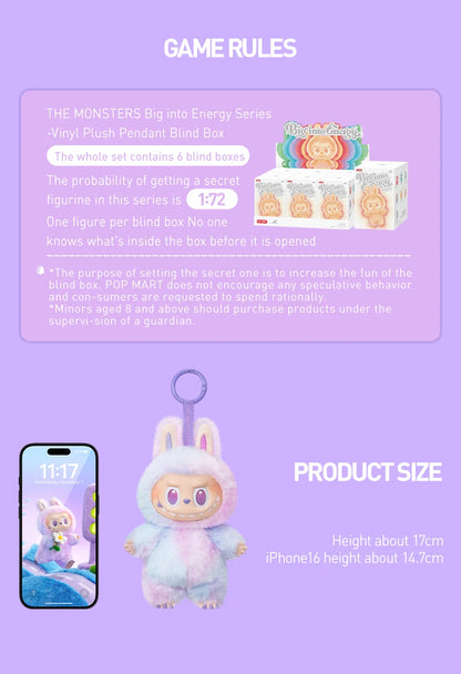 POP MART THE MONSTERS Big into Energy Series-Vinyl Plush Pendant Blind Box 1PC/6PCS Mystery Box