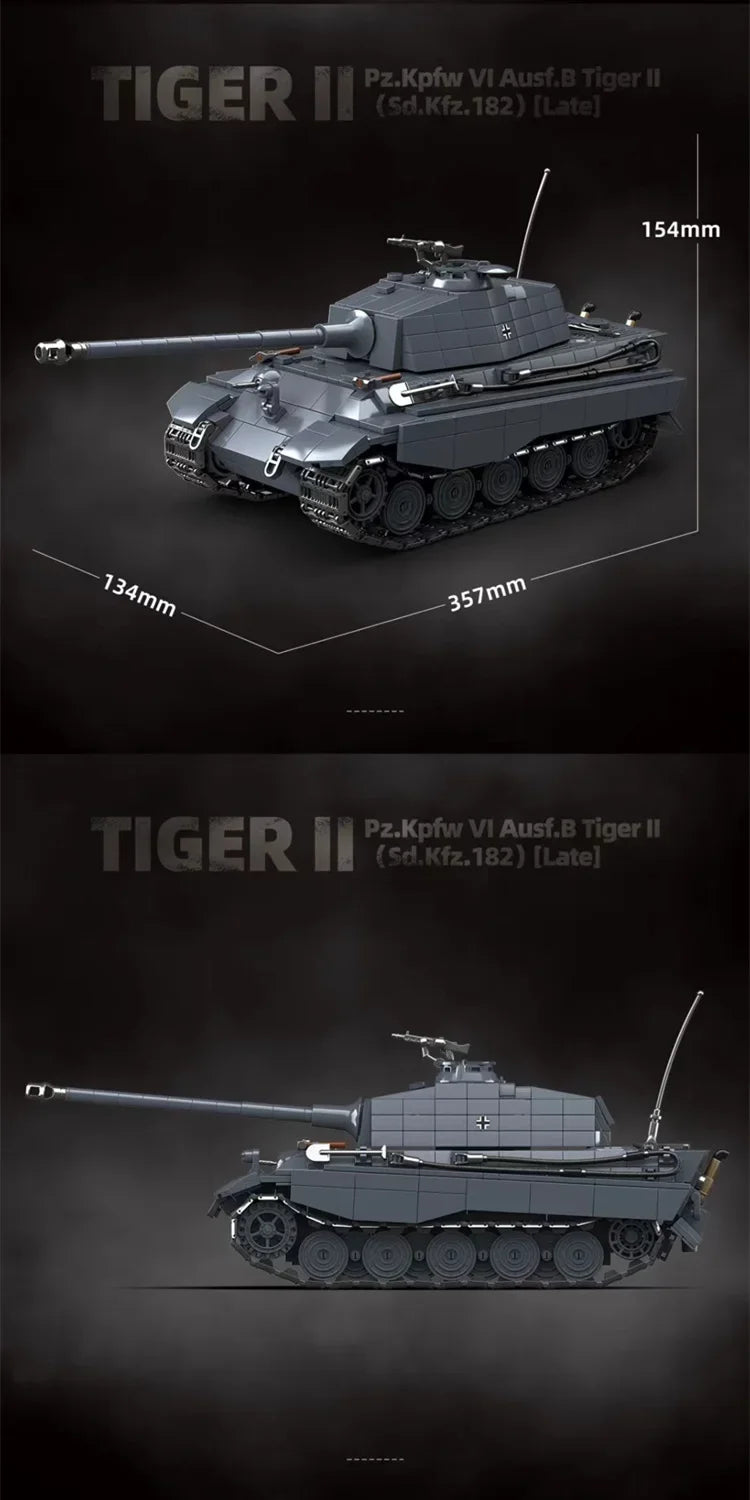 The King Tiger Heavy Tank Sd.Kfz. 182 World War II building blocks black tiger tracked armored car boy toy model 100301