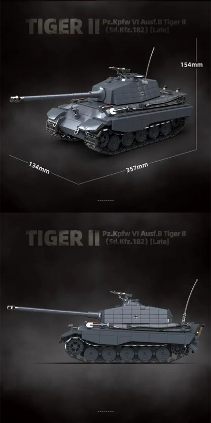 The King Tiger Heavy Tank Sd.Kfz. 182 World War II building blocks black tiger tracked armored car boy toy model 100301