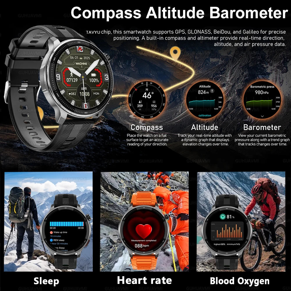 2026 New Smart Watch GPS offline map 4GB Video Player Compass 10ATM Waterproof Smartwatch Men Heart rate Sports outdoor tracking