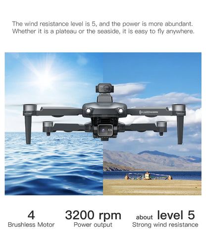 New L600 PRO MAX/PRO GPS Drone 5KM 4K Professional HD Dual Camera 3-Axis Gimbal 360° Obstacle Avoidance Brushless Quadcopter Toy