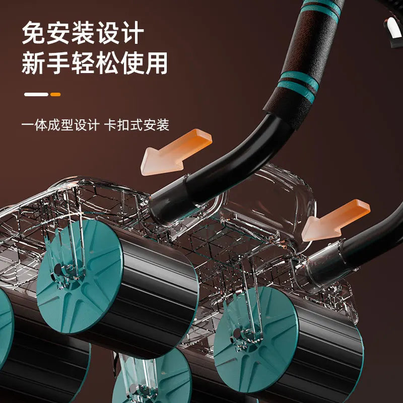 4-Wheel 6-Elbow Abdominal Wheel with Automatic Rebound for Home Plank, Abdominal Curl Training Device