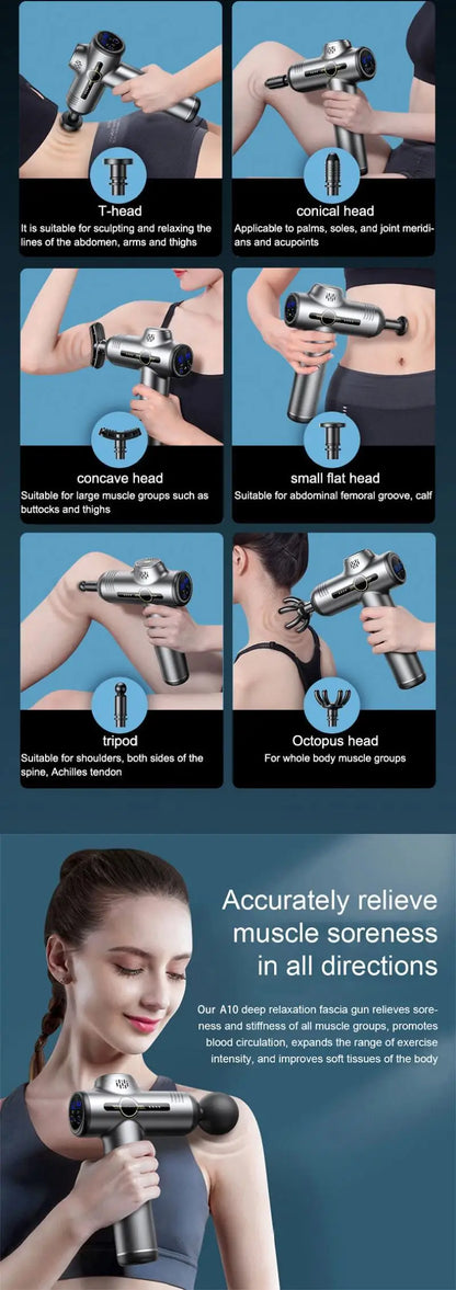 Portable Fascia Massage Gun | Deep Tissue Percussion Massager for Body & Neck