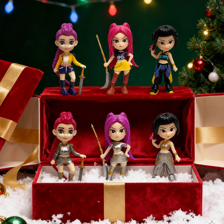 Hot Anime Figure K-pop Demon Hunters with Box Kawaii Boys Girls Gifts For Kids Fans Halloween Christmas Figure Decorative Gifts