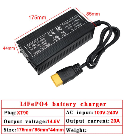 VariCore 14.6V 20A Smart Lifepo4 Battery Charger 110-220V 4S 12V High Power Charger For Lithium iron Phosphate Battery Pack