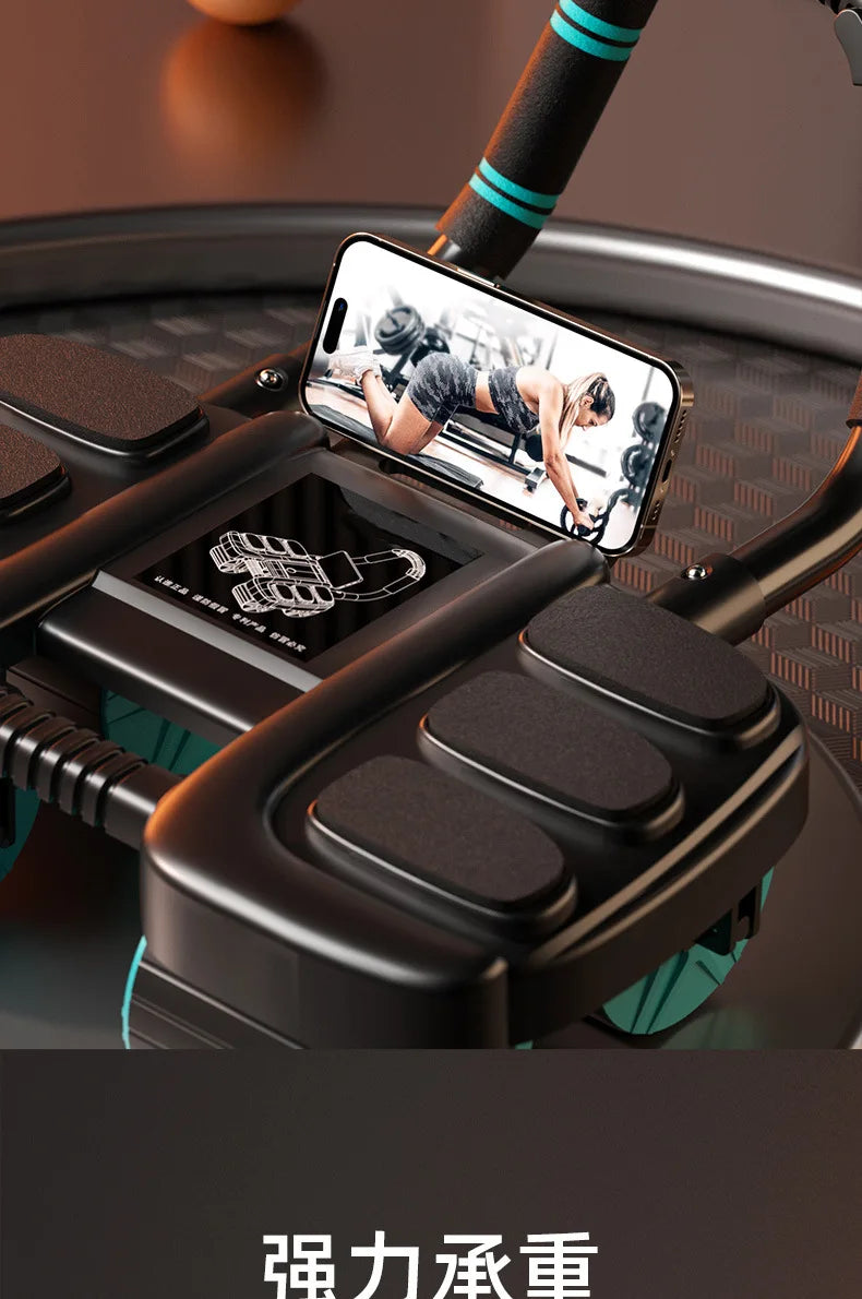 4-Wheel 6-Elbow Abdominal Wheel with Automatic Rebound for Home Plank, Abdominal Curl Training Device