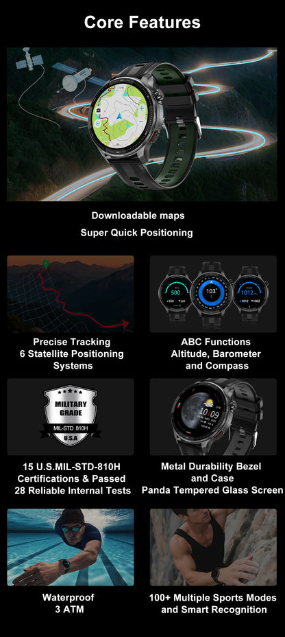 2026 New Smart Watch GPS offline map 4GB Video Player Compass 10ATM Waterproof Smartwatch Men Heart rate Sports outdoor tracking
