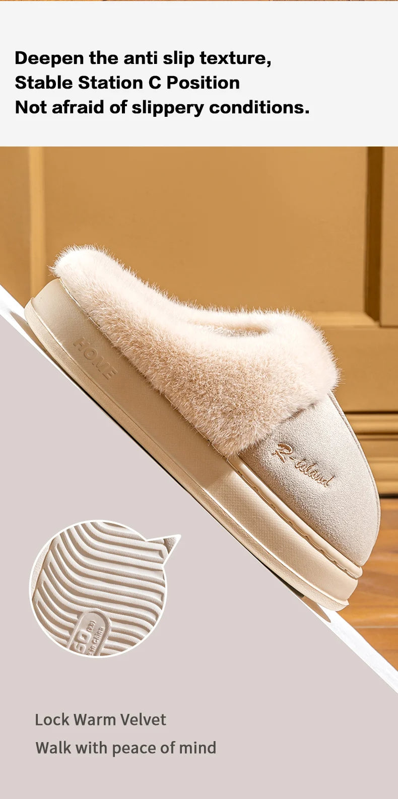 Cotton slippers for women in winter, thick soled indoor home, warm and comfortable, with plush couple slippers for men
