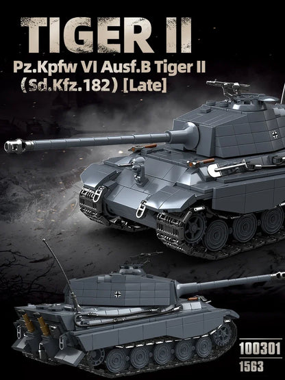 The King Tiger Heavy Tank Sd.Kfz. 182 World War II building blocks black tiger tracked armored car boy toy model 100301