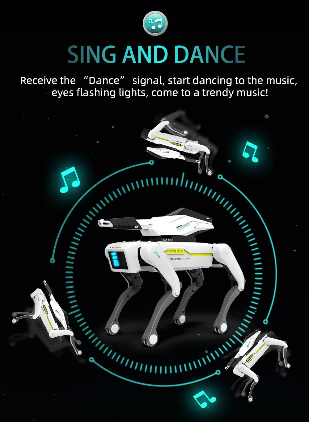 Teeggi Electric RC Intelligent Robot Dog with Clip Multifunction RC Mechanical Dog Educational Toy Bionic Smart Robot Toy Gift