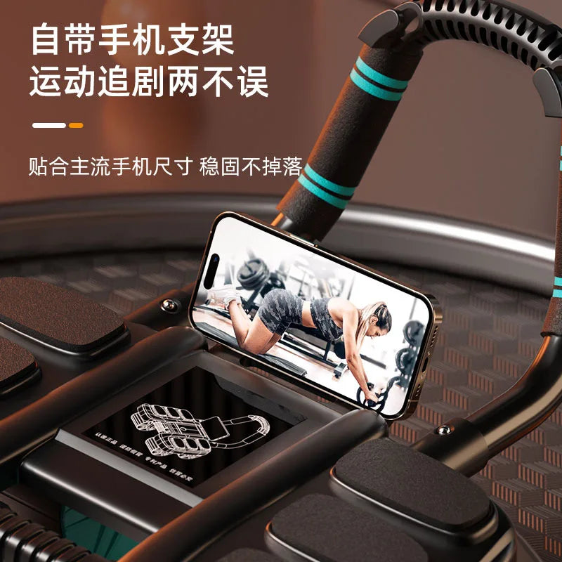 4-Wheel 6-Elbow Abdominal Wheel with Automatic Rebound for Home Plank, Abdominal Curl Training Device