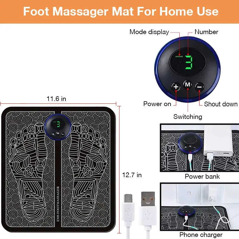 Electric Foot Massager Pad Muscle Massage Relaxation Trainer For Massage Fitness Outdoor Sport Home Family Relax