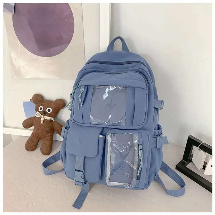 Cute Nylon Backpack Suitable for Young Girls, Female Students, and Ladies, Multi-Pocket Student Backpack