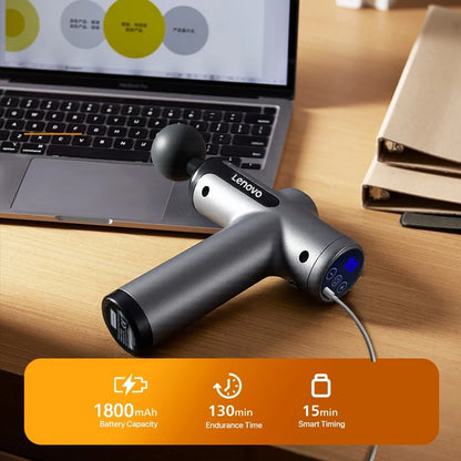 Lenovo Powerful Wireless Massager Gun - 8 Massage Heads, Rechargeable Deep Tissue Percussion Massager