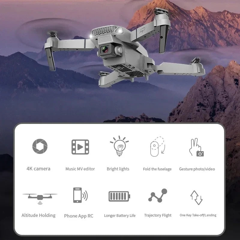 New E88 Pro WiFi FPV Drone - 4K/1080P Wide Angle HD Camera Foldable Quadcopter with Altitude Hold