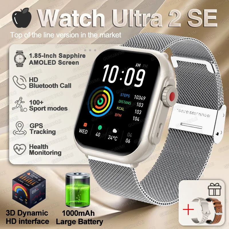 NEW Ultra 2 SE Men And Women 1000mAh AMOLED Heart Rate GPS Track 100+Sports HD call Smart Watch For IOS and Android
