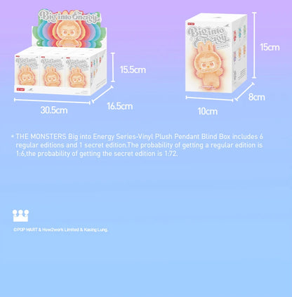 POP MART THE MONSTERS Big into Energy Series-Vinyl Plush Pendant Blind Box 1PC/6PCS Mystery Box