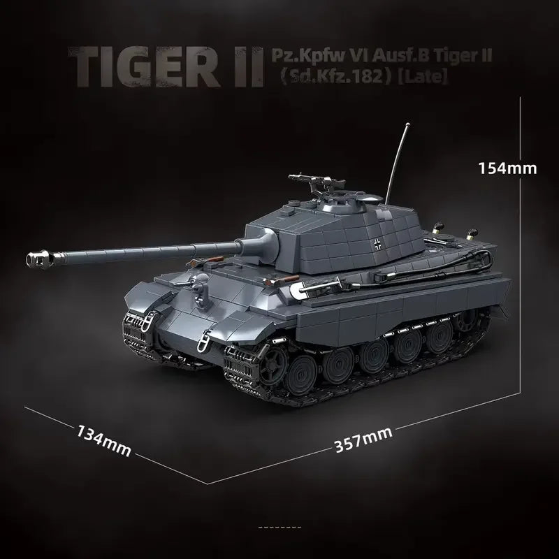 The King Tiger Heavy Tank Sd.Kfz. 182 World War II building blocks black tiger tracked armored car boy toy model 100301