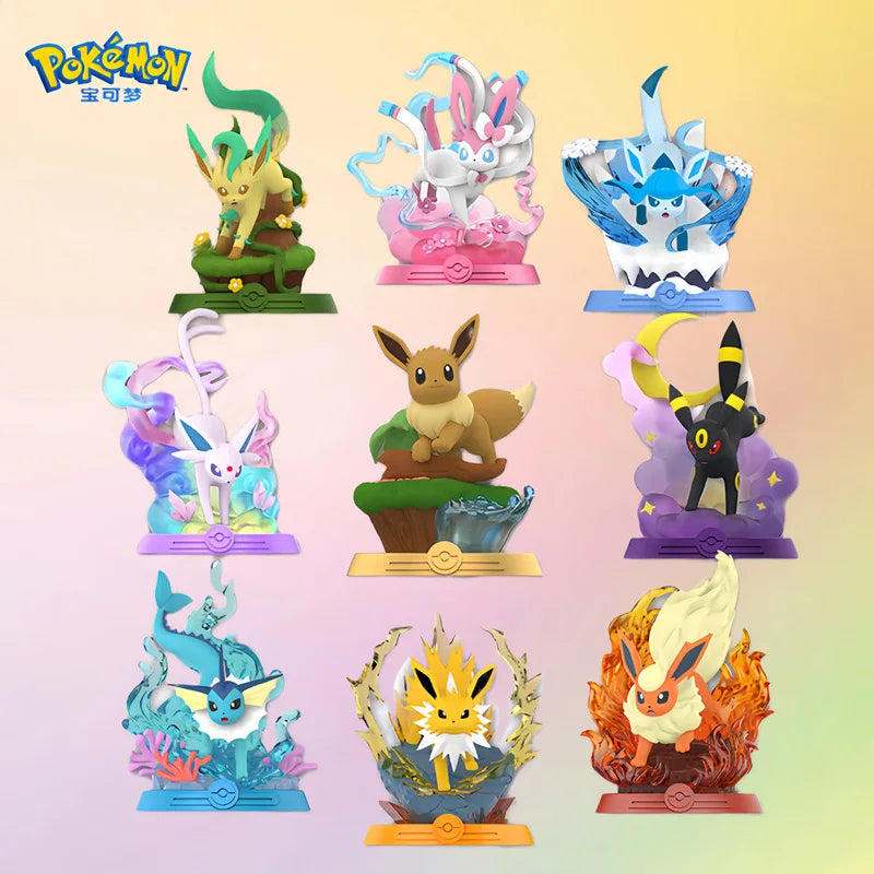 Anime Pokemon Funism Original Adventure Eevee Family Suit BlindBox Flareon Espeon Sylveon ActionFigure Collection Model Toy Gift
