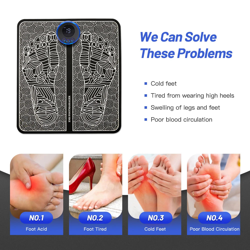 EMS Electric Foot Massager Pad | Acupoint Muscle Stimulator & Relaxation Mat