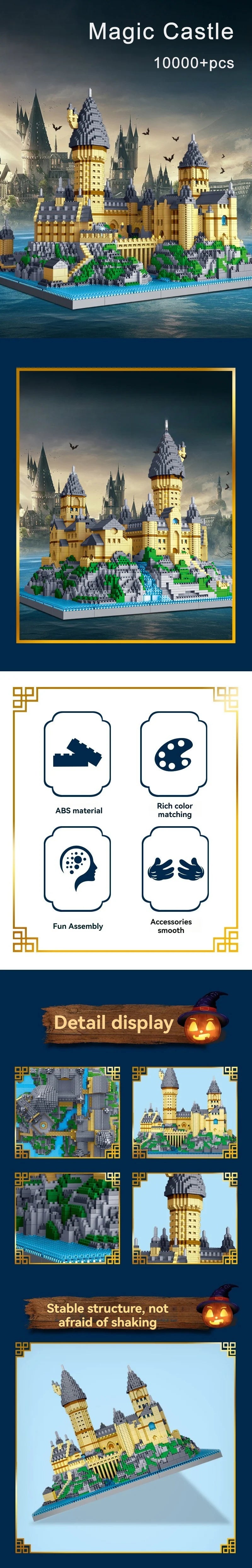 Magic Castle Medieval Architecture Building Set Creative Technical Assembly Bricks MOC Kit Gift Adults Kids Holiday