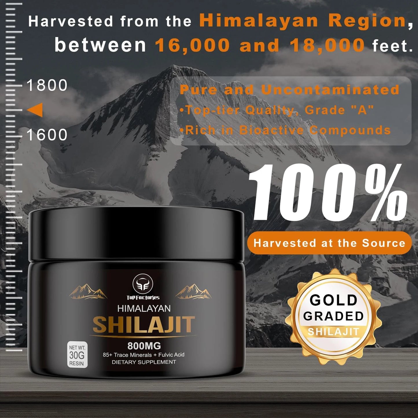Pure Himalayan Shilajit Resin | 85+ Trace Minerals & Fulvic Acid – 50g