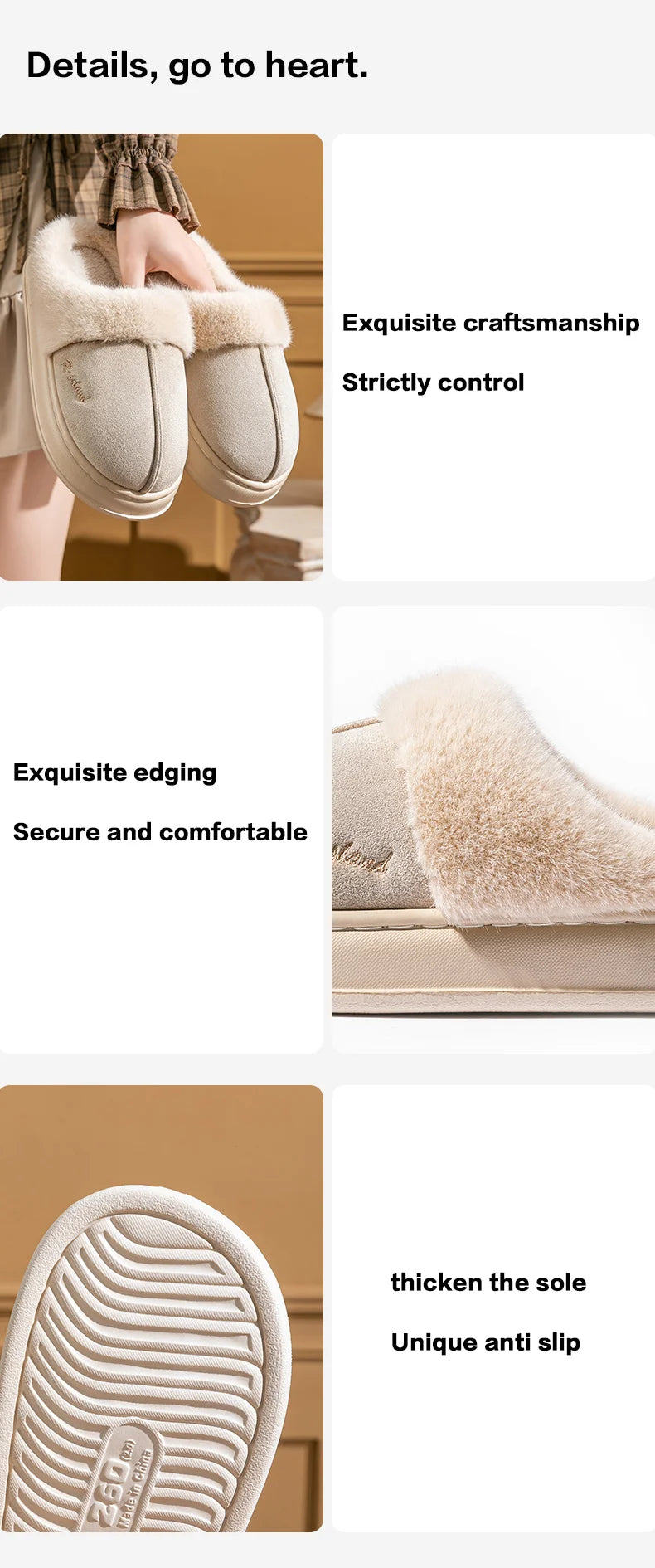 Cotton slippers for women in winter, thick soled indoor home, warm and comfortable, with plush couple slippers for men