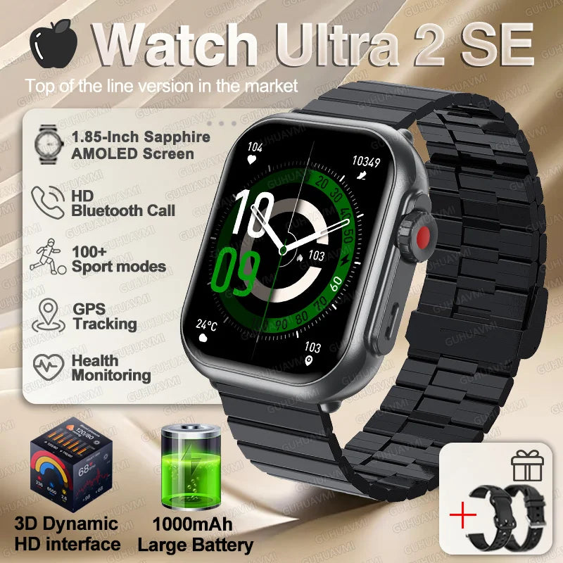 NEW Ultra 2 SE Men And Women 1000mAh AMOLED Heart Rate GPS Track 100+Sports HD call Smart Watch For IOS and Android
