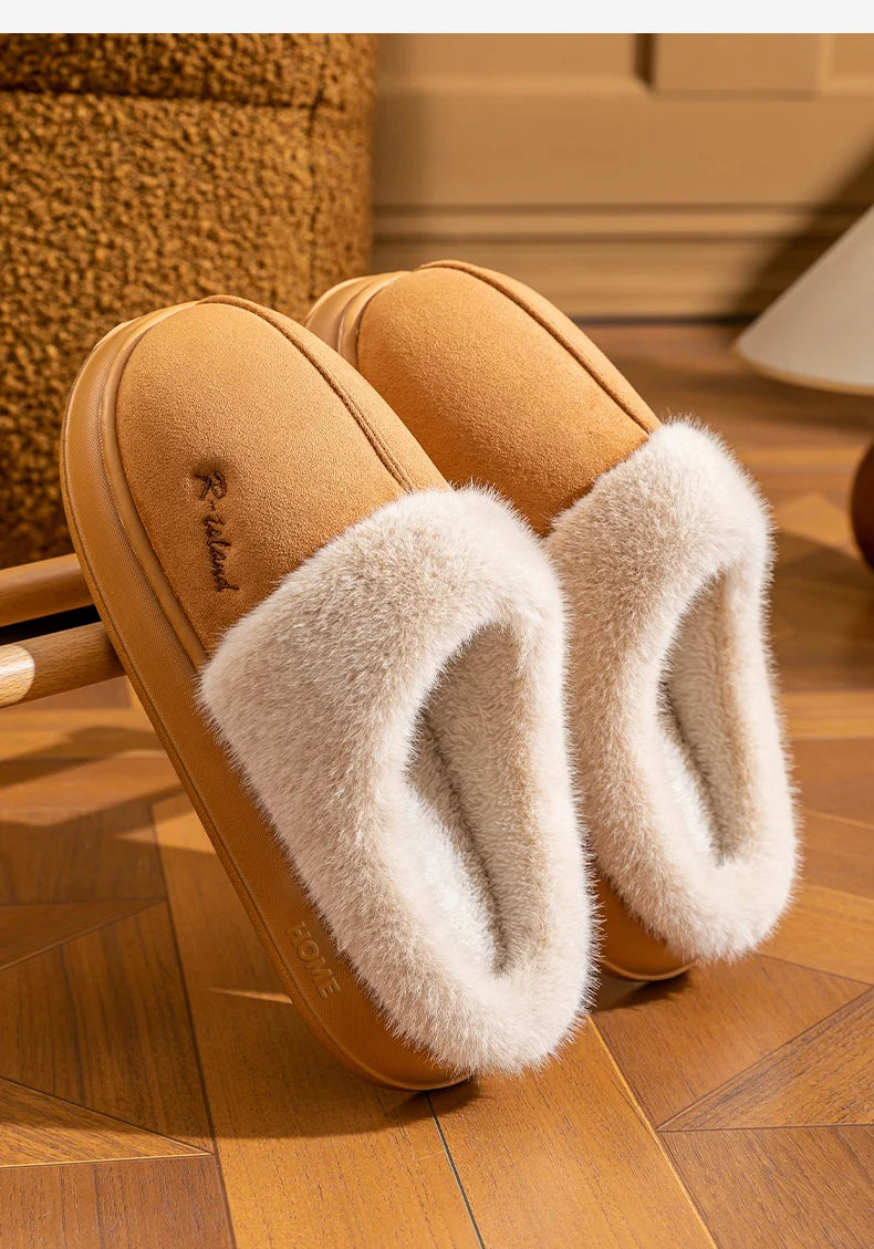 Cotton slippers for women in winter, thick soled indoor home, warm and comfortable, with plush couple slippers for men
