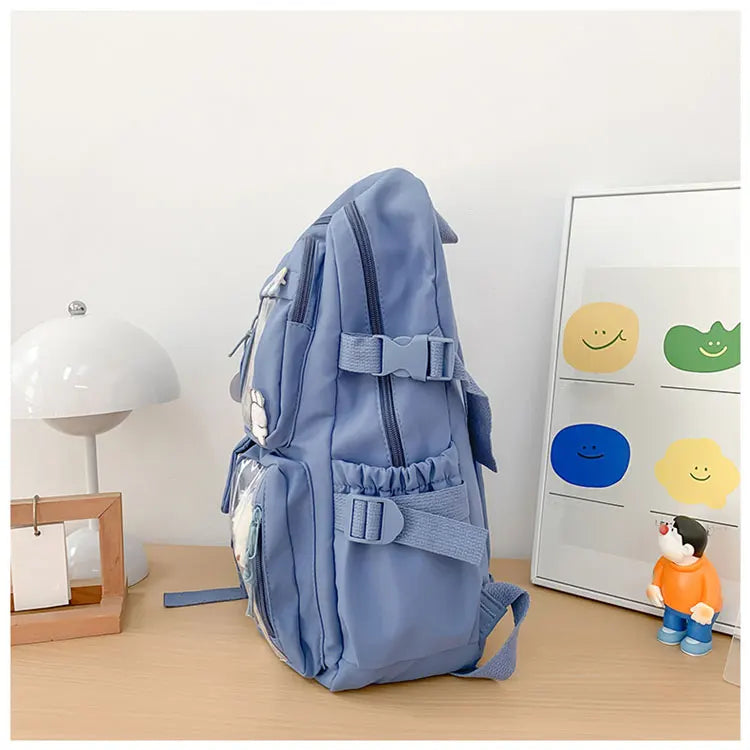Cute Nylon Backpack Suitable for Young Girls, Female Students, and Ladies, Multi-Pocket Student Backpack