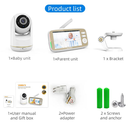 5" Smart Baby Monitor | WiFi, PTZ Cam, Night Vision & Two-Way Audio
