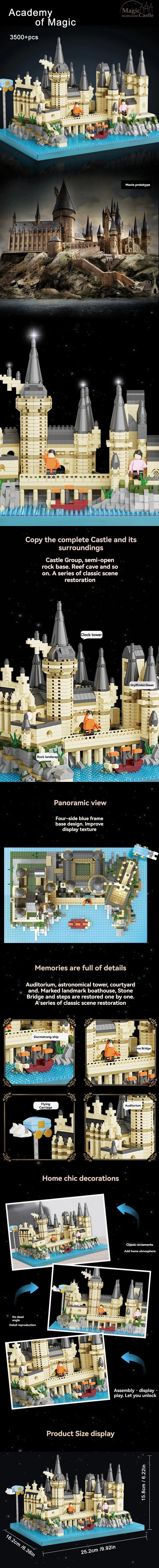 Magic Castle Medieval Architecture Building Set Creative Technical Assembly Bricks MOC Kit Gift Adults Kids Holiday