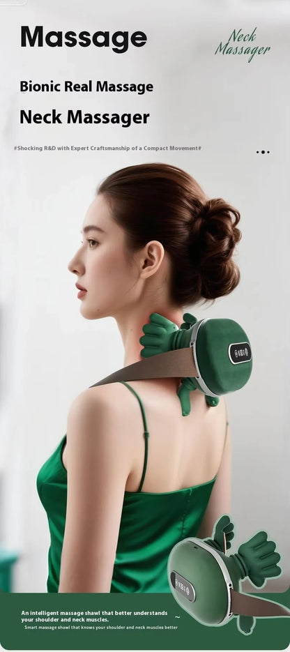 Neck Shoulder Massager Deep Tissue Shiatsu Back Cervical Massage Machine Bionic Fatigue Relief Relax Muscle ﻿3Level ﻿Master Hand