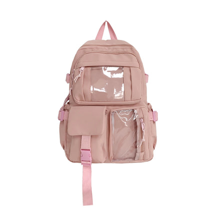 Cute Nylon Backpack Suitable for Young Girls, Female Students, and Ladies, Multi-Pocket Student Backpack