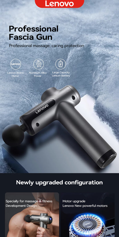 Lenovo Powerful Wireless Massager Gun - 8 Massage Heads, Rechargeable Deep Tissue Percussion Massager