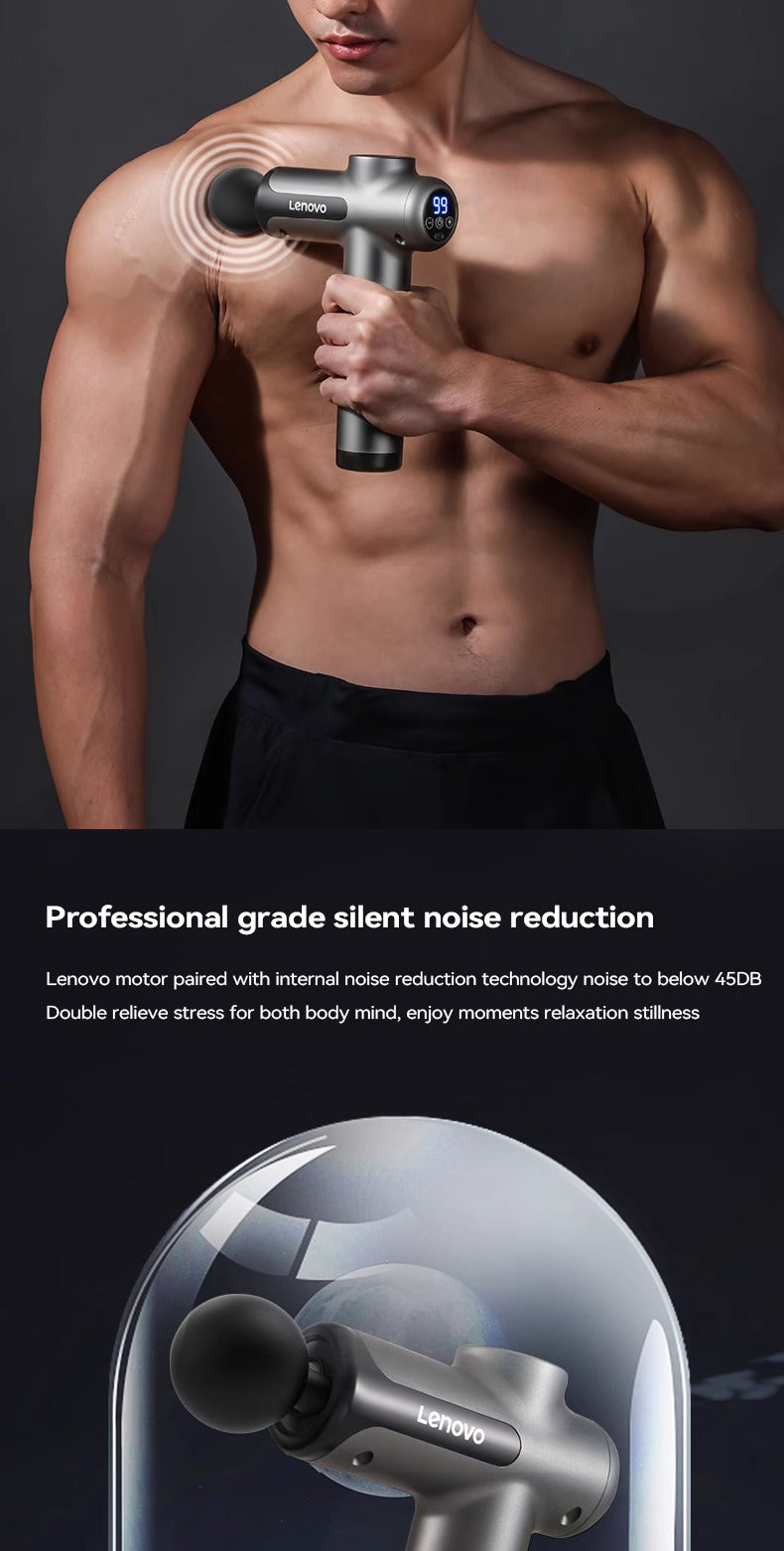Lenovo Powerful Wireless Massager Gun - 8 Massage Heads, Rechargeable Deep Tissue Percussion Massager
